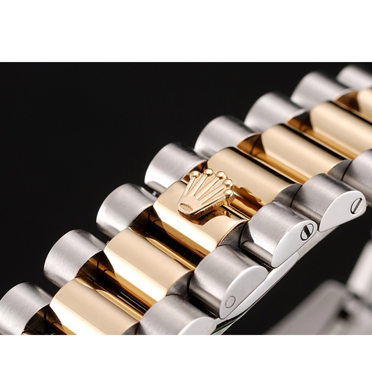 Aaa fake watches Day-Date Swiss Diamond Dial 1453974 Two Gold Tone Bracelet Rolex Stainless Steel Champagne Case 0614